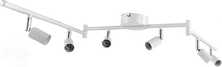 Naroote Kit de Luz de Trilho de LED Com 6 Vias, Luminárias de Teto de 6 Vias, Teto, Cabeçote de Luz Giratório Flexível, Foco de Luz de Teto para Exposição/corredor, Soquete de Base GU10 (Branco)