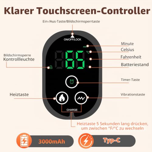 Fussmassagegerät Elektrisch mit 3 Vibrations, 4 Heats & 3 Timer Grau – Ansicht 7