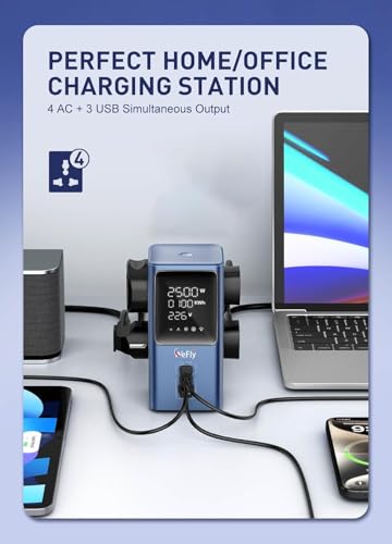 Image of Gan Tower Power Strip Extension Board with 45W Type C USB Display | 4 Power Sockets with 45W Gan QC PD Super Fast Charging | Vertical Multi Port Extension with LED Screen (SC2)