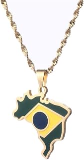 Yongkan Stainless Steel Brazil Map Flag Pendant Necklace Brasil Silver Color Gold Color Jewelry