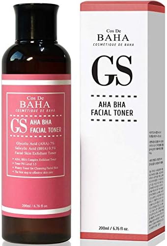 Clarifying Facial Toner with Glycolic Acid 7% AHA + Salicylic Acid 0.5% BHA - Acne Face Wash, Removing Dead Skin Cells, Fine Lines and Wrinkles, Alcohol Free, 6.76 Fl Oz (200ml)