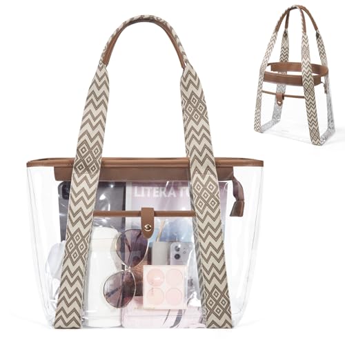 Image of Missnine Clear Bag for Stadium Events, 12x6x12 Approved Clear Tote Bag for Women