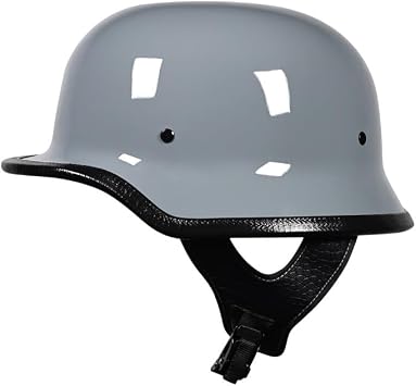 German Style Motorcycle Helmet, DOT Approved Motorcycle Half Helmet Skull Cap for Adult Men Women, Vintage Open Face Half Shell Helmet for Cruiser Scooter Chopper