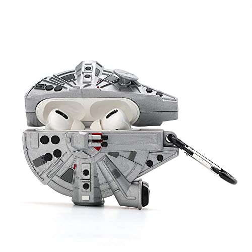 Aerymli 3D Cool Spacecraft Case For Airpods 3Rd Generation Case,3D Cool Spacecraft Millennium Falcon Airpod Design Boys Men Soft Protective Cover Case Compatible For Airpods 3Rd Gen 2021 Case #TOP1
