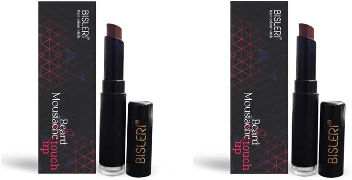 Instant Hair Colour Streaking Stick for Beard| Tru Hair Tone for Men| Natural Black Temporary Beard Colour | Quick Touch-Up Hair Color for Beard, & Mustache | Pack Of 2, 6g Brown