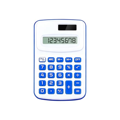 Image of GAOHUI Pocket Calculator, 8-Digit Basic Calculators Solar Battery Mini Desk Calculator for Office, Home, School, Work, Blue