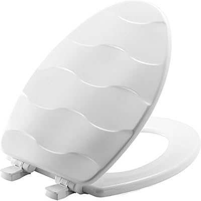 MAYFAIR 133SLOW 000 Sculptured Basket Weave Toilet Seat will Slow Close and Never Loosen, ELONGATED, Durable Enameled Wood, White