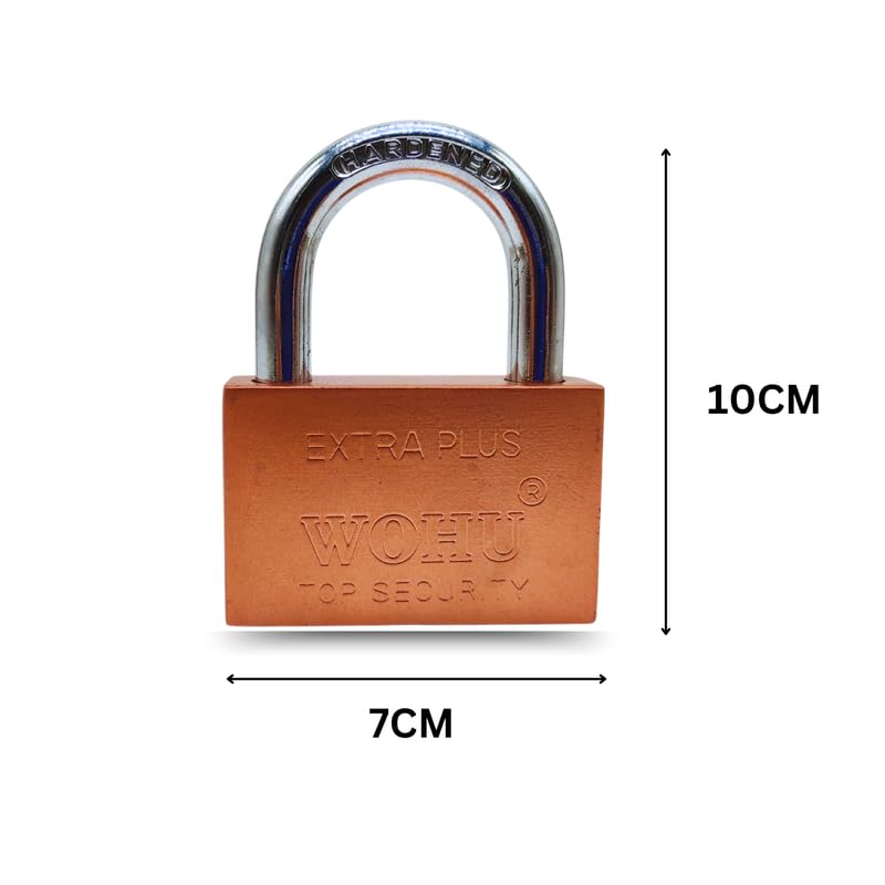 Image of Copper Colour Heavy Duty Brass Cylinder Lock with 3 Keys Cycle Lock