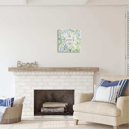 Image of Stupell Industries Beach Time Phrase Nautical, 17 x 17 Inch Canvas Wall Art | Stupell Industries . By Janet Tava . Ready to hang . Great for beach inspired spaces . Made in USA