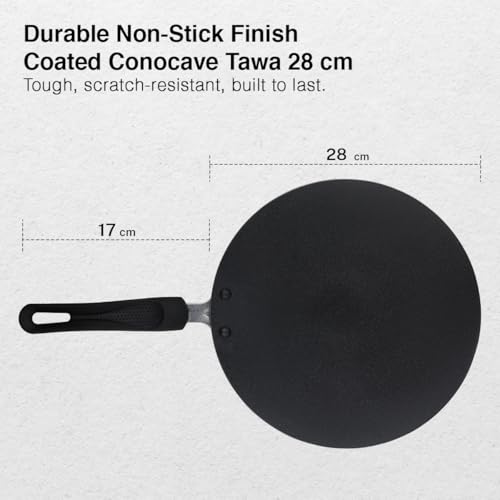 Image of Prestige Aluminium Omega Select Plus Non-Stick Concave Tawa, 28 cm, Black