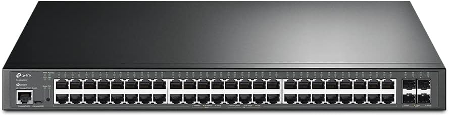 Omada SG3452XP | 48 Port Gigabit L2+ Managed PoE Switch | 48 PoE+ Port @500W, 4 x 10G SFP+ Slots | PoE Recovery | Support Omada SDN | IPv6 & Static Routing