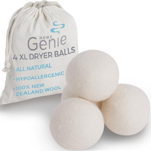HOME GENIE Wool Reusable Dryer Balls XL, Anti Static Fast Drying Laundry for Pet Hair, Reduces...