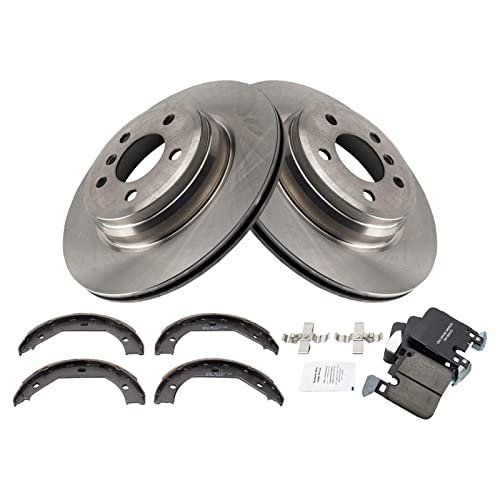 Image of TRQ Rear Brake Pad and Rotor Set Ceramic Compatible with 2012-2013 BMW 335i 2013 335i xDrive ActiveHybrid 3 2014-2015 2014-2015 xDrive GT ActiveHybrid 3