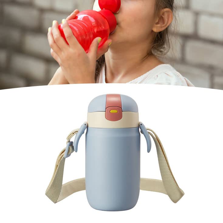 Ejoyous Edelstahl-Wasserflasche, Vakuumisolierter Becher mit Deckel und Strohhalm, Weiter Öffnung, Rutschfester, 295-g-Trinkflasche für Studenten, Pendler, Büroreisen (360 ml)