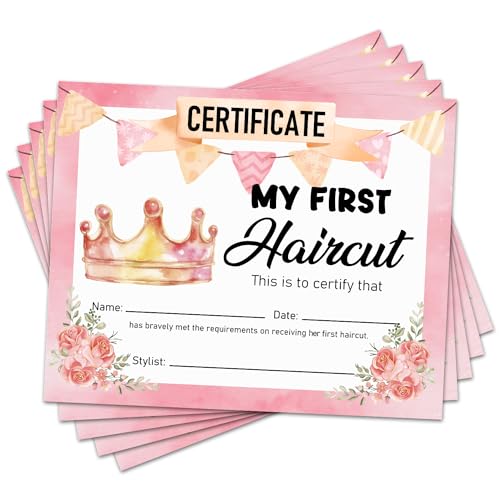 Certificat première coupe de cheveux fille lot de 25 cartes souvenirs pour coiffeur et parents