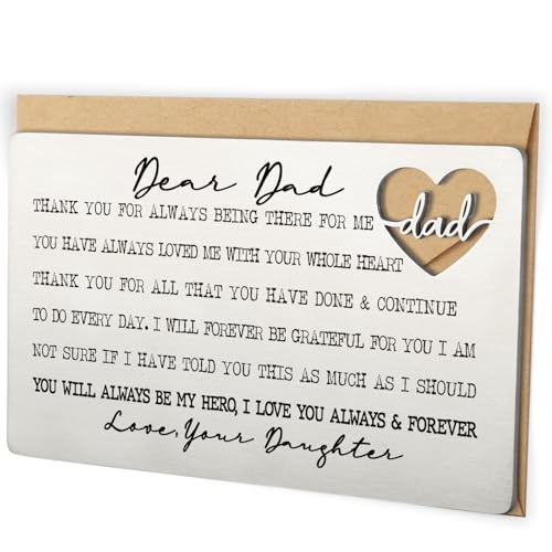 Image of YODOCAMP Dad Appreciation Wallet Card, Thank You Gift from Daughter, Encouragement Greeting Card for Father, Everyday Reminder of Love and Gratitude, Pocket Size Message Card QBK17