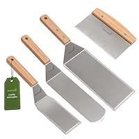 In acciaio inossidabile spatola set - Teppaniyaki Spatlas - Piastra raschietto piatto spatola hamburger Turner - Ideale per utensili per barbecue in ghisa, piatto, accessori in metallo
