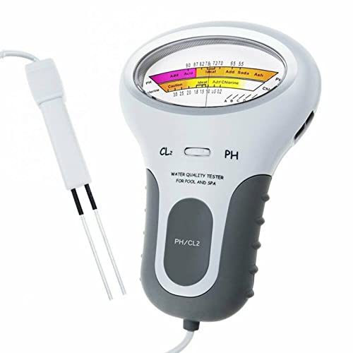 Digital Wasserprüfgerät, Schwimmbad Qualitätsprüfgerät, Chlormessgerät Hohe Genauigkeit Automatischer Messgerät 2 in 1 PH, Chlor Messgerät Wassertester für Pool Aquarium Spa