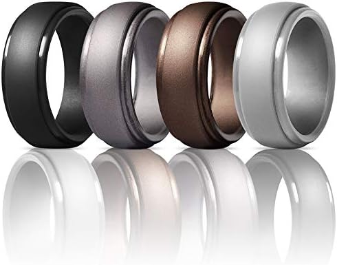 THE WHITE SHOPTHE WHITE SHOP Silicone Wedding Rings for Women, Rubber Engagement Bands Wedding Bands, Can be Worn for Sports, Fitness, Exercise or Outdoor Sports - 4 pcs 8mm Wide 2.5mm Thick