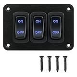 ULITECO Rocker Switch Panel, 3 Gang Toggle Switch Panel 12V, Wateroproof 5Pins Boat On-Off Switch, Automotive Replacement Toggle Switches, Marine Light Switch for Marine Boats ATVs Trailers 1PCS
