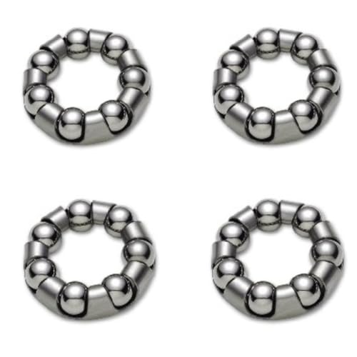 Pack of 4 Ball Bearing Retainer Cages for Bicycle, Bike Bearings for Front and Rear Hub Wheel Service, 1/4” X 7 Balls