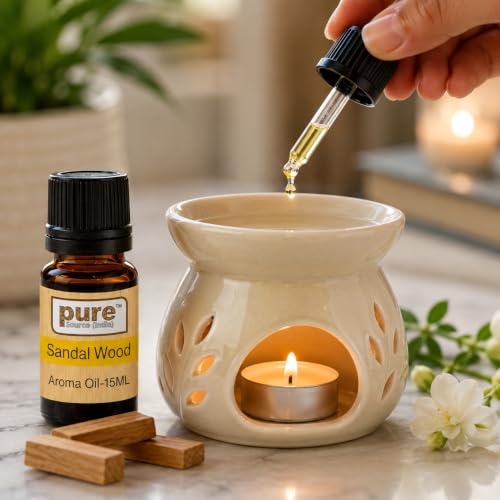 Image of Pure Source India Essential Oil (Lavender, Lemongrass, Rose, Jasmine, Sandalwood and Mogra), 15ml Each, Set of 6