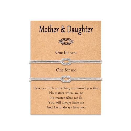 YSSHIN Mother Daughter Bracelets Forever Love Knot Bracelet Jewelry Birthday Gifts for Daughter Mom Women (2 silver)