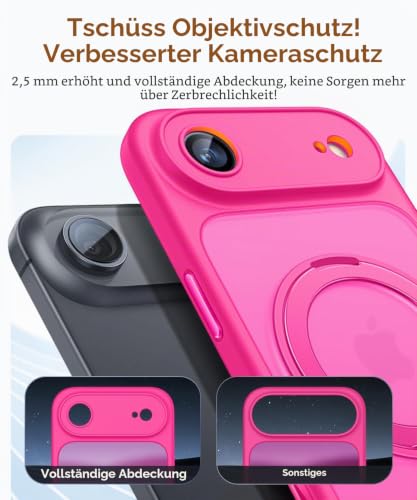 CANSHN 360° Ständer für iPhone Air Hülle, Matt Leuchtend Rosa – Ansicht 3