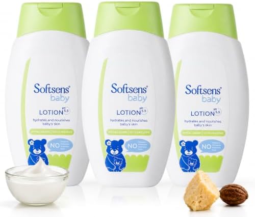 Softsens Baby Lotion 200ml each (Pack of 3 x 200ml) | pH 5.5 | Moisturizing Shea Butter & Milk Cream Formula | Long Lasting Hydration For Newborn Dry Face, Body | Non-Sticky, Lightweight Baby Body Lotion Combo For Baby and Kids 0-5 Years