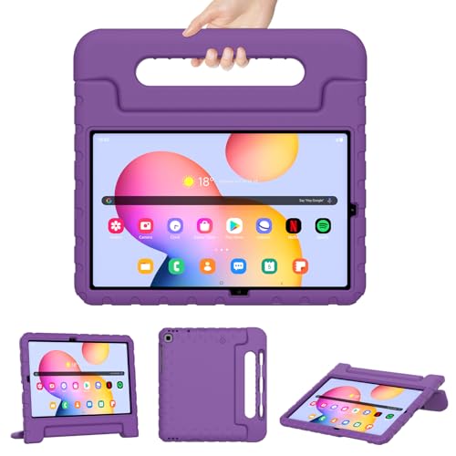 Kids Case for Samsung Galaxy Tab S6 Lite 10.4 Inch 2024 2022 2020 Model (SM-P610/P615/P613/P619), Shockproof Light Weight Protective Case Convertible Handle Stand with S Pen Slot, Purple