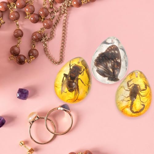 Especímenes de insectos en ámbar de resina, juego de 3 piezas para regalo original de Navidad 7