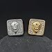Vintage Fuax Diamond Carved Lion Head Signet Gold Plated Ring for Men,Animal Stainless Steel Iced Out Bling Square Top Thumb Pinky Ring,Pink Biker Cool Ring Fashion Pirate Rocker Jewelry(8)