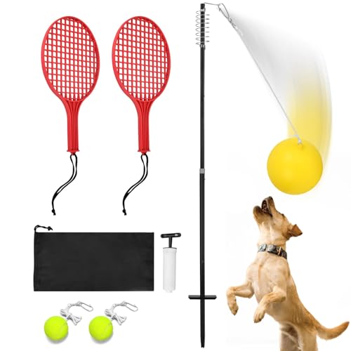 Outdoor Tetherball Game - Balls and Rackets Included Interactive Sport | Outdoor Tennis Ball Attached Game | For Park Terrace Lawn School Adults Teens Students and Passio