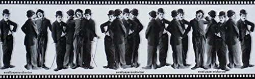 Sunworthy Charlie Chaplin Black White Silent Movie Film Strip Decorative Wallpaper Border