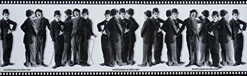 Sunworthy Charlie Chaplin Black White Silent Movie Film Strip Decorative Wallpaper Border #TOP3