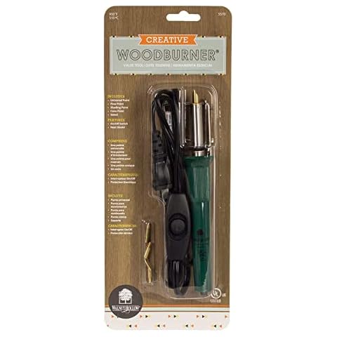 Walnut Hollow Creative Woodburner Introduction Value Tool for Beginner Wood Burning, 4 Points (Tips), Wood Burning Pen Cover