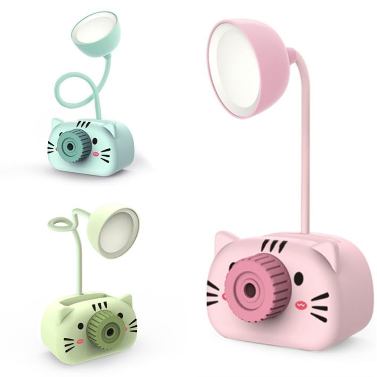 Camera Led Table Lamp, Eye Care Night Lamp with Pen Holder and Sharpener - Multicolor-image-43