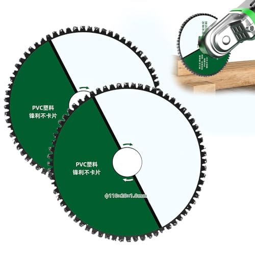 Disco de corte de madera de 110 mm, cuchilla de sierra de corte multifuncional,Tablero de madera maciza multipropósito PVC Woodworking Wood Blade Angle Grinder Rueda de corte (2 Piezas)