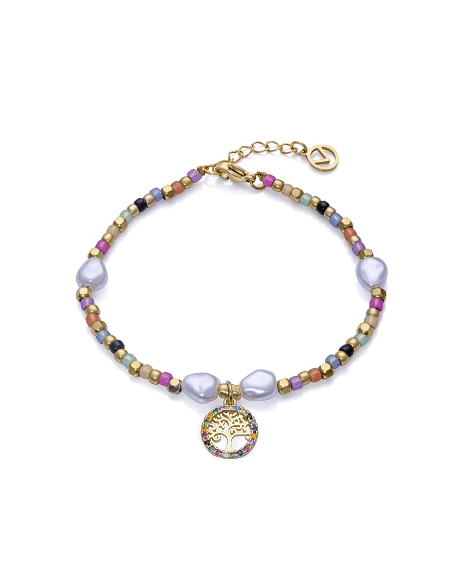 Viceroy - 14091P01019 - Pulsera Fashion de acero e ip dorado con cristales y perlas sinteticas para mujer - 14091P01019