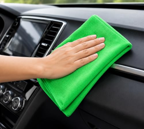 Image of BENAVJI Microfiber Cleaning Cloth Pack of 5 | 40x40 cm Ultra Soft Lint-Free Microfiber Towels | Multipurpose Cleaning Cloth for Car, Bike, Kitchen, Home, Super Absorbent, Reusable
