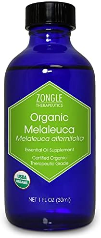 Zongle USDA Certified Organic Melaleuca (Tea Tree) Essential Oil, Australian, Safe to Ingest, Melaleuca Alternifolia, 1 OZ