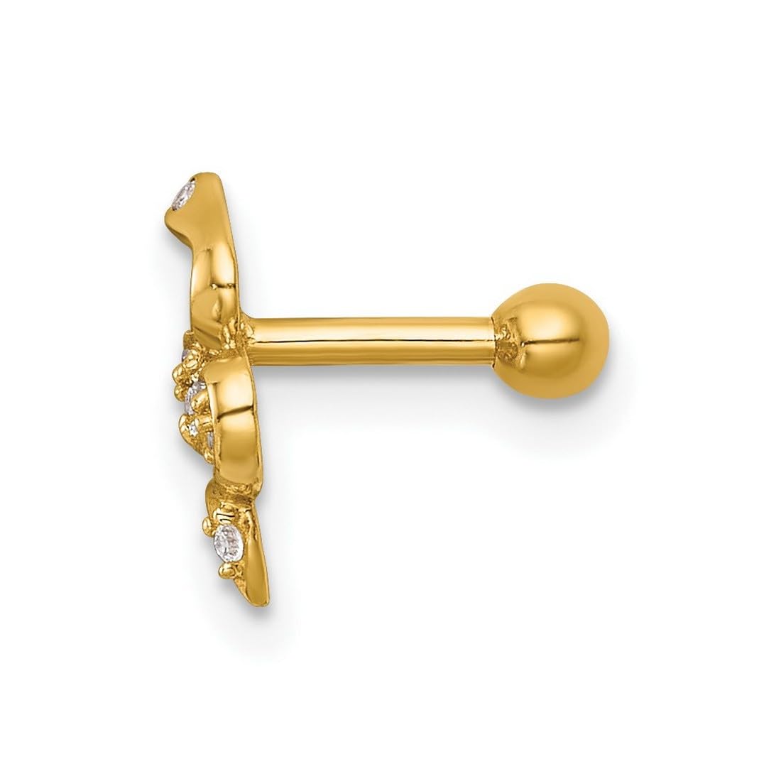 Labret-Ohrstecker mit 14 Karat und 16 Gauge, polierter Zirkonia, künstlicher Diamant, Schlangen-Labret-Ohrstecker – Schmuckgeschenk für Mutter, One Size, Zirkonia Edelstein Metall, Zirkonia