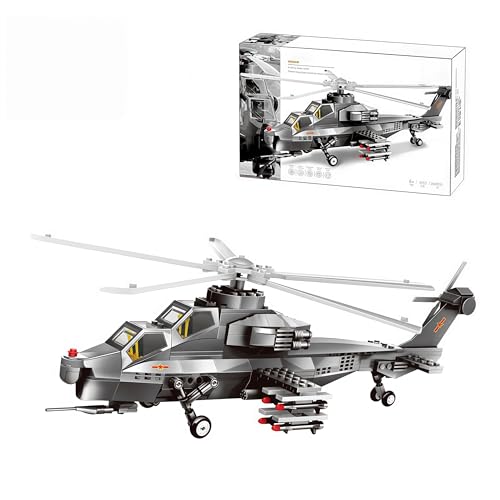 Wapik 1/72 スケール マスターピース 大型サイズ 飛行機 プラモデル ABS製 183～605 ピース 組み立て 積み木 セット 11種類 戦闘機 ヘリコプター ジェット旅客機 回転翼機 繊細な リアル 本格的な 塗装済み ミリタリーモデル 全年齢対象 ブロック 立体パズル 創造力 構成力 脳力開発 知育玩具 誕生日 クリスマス プレゼント (攻撃ヘリコプター （283ピース）)