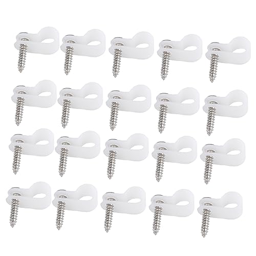 KICHOUSE 100pcs Whole Line Clamp Wire Rope R-Type Cable Clip Rope Light Clips Circle Cable Clips Cable Wall Clips Rope Light Holder Rope Light Fasteners Circuit Fixing Clips White Metal