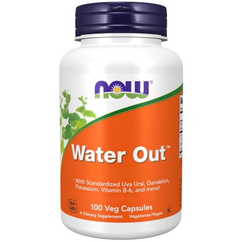 Now Foods, Water Out, 100 Cápsulas Veganas, Probado en Laboratorio, Vitamina B6, Minerales, Vegetal, Sin Gluten, Sin Soja, Vegetariano
