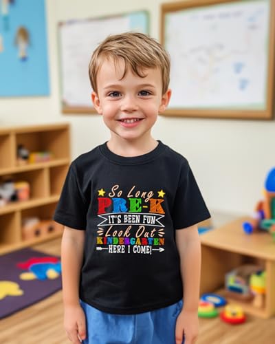 Image of First Day of Preschool Shirt Pre K Shirts for Girls Boys Toddler Kids 1st Day of Kindergarten Gift Cotton Tee 2T-7Y