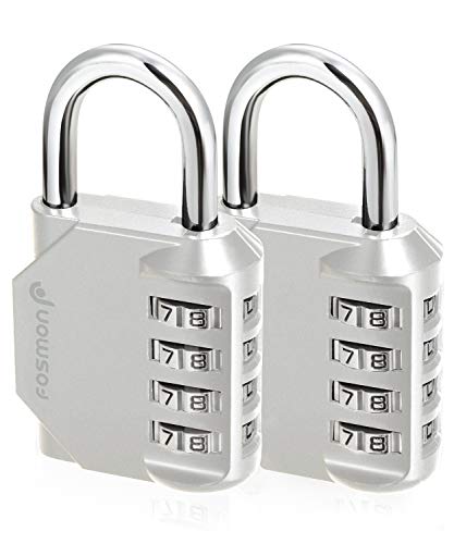 Preisvergleich Produktbild Fosmon Vorhängeschloss / Zahlenschloss / Bügelschloss / Spindschloss / Kellerschloss / Hängeschloss / Combination Lock / Schlösser[4 stellig / 2er Set][Wetterfest / Rostfrei][Schloss Zahlen-Code] Schrank / Spind -Silber
