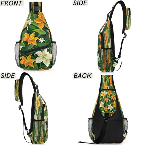 Sling bag unisex con diseño floral para senderismo miniatura 6