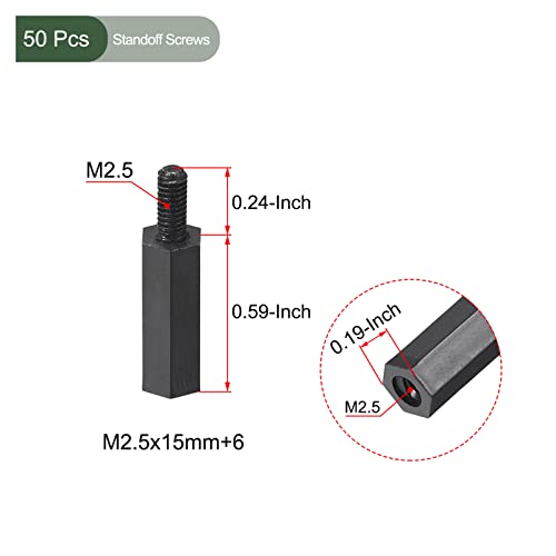 YOKIVE 50 Pcs M2.5 Standoff Screws, Nylon Hex PCB Standoffs with High Insulation Effect, Keep Height Consistent - Image 2