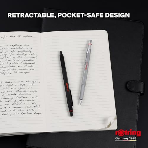 Image of Rotring 600 Series Silver Barrel Gel Pen | Black Ink Gelpen
